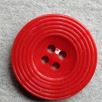 rillet rød retro plastik knap 4 huller genbrug